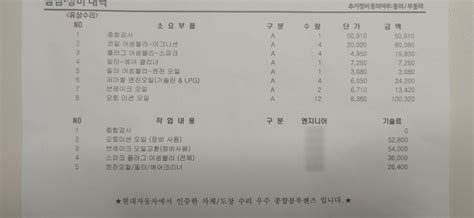현대자동차 블루핸즈 점검/정비 비용 .